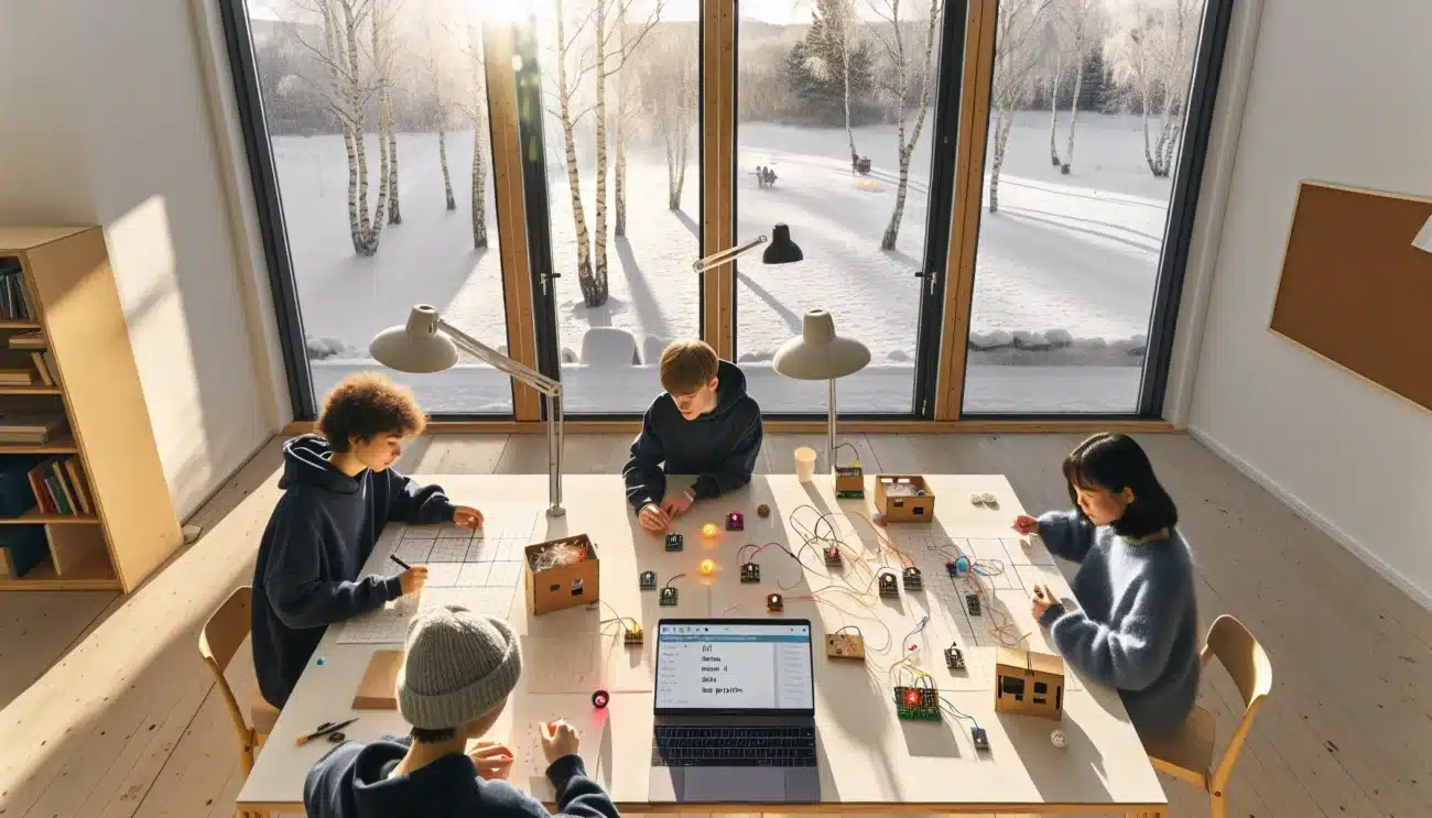 Norwegian students and teacher co creating prototypes with ai support in class