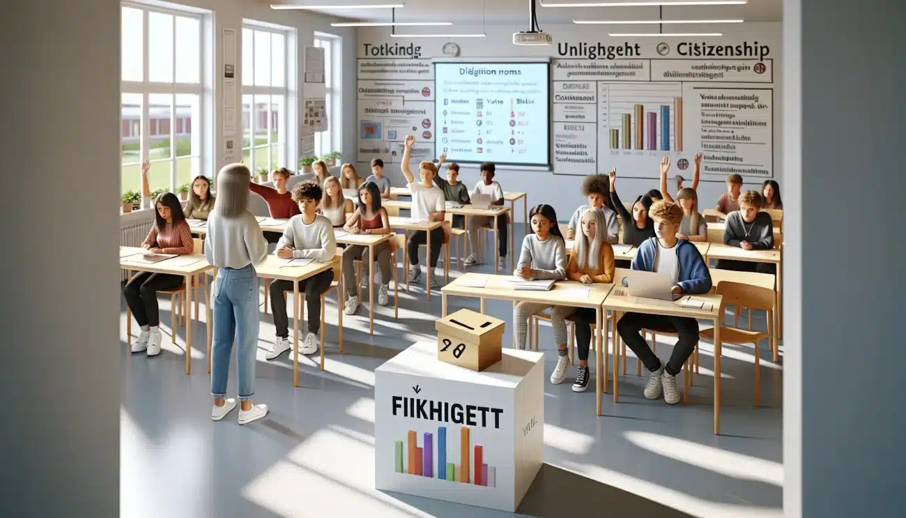 Norwegian students lead a respectful classroom debate on democracy and citizenship