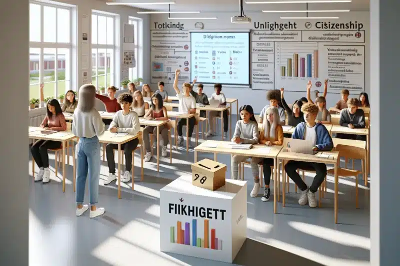 Norwegian students lead a respectful classroom debate on democracy and citizenship