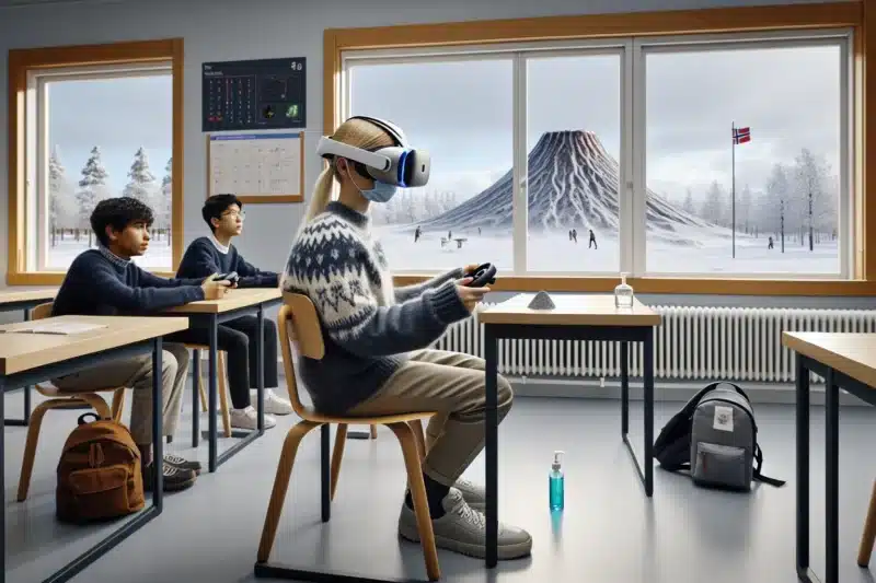Norwegian students use vr and ar in a bright safe classroom