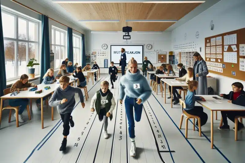Students in a norwegian classroom doing active learning exercises during a lesson